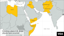 Countries where U.S. drone attacks have occurred (2012).