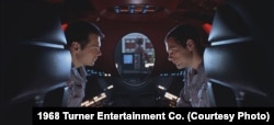 (L-R) Gary Lockwood as Dr. Frank Poole and Keir Dullea as Dr. David Bowman in the Stanley Kubrick-directed sci-fi epic "2001: A Space Odyssey." (Warner Bros.)