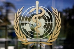 FILE - In this June 11, 2009, file photo, the logo of the World Health Organization is seen at the WHO headquarters in Geneva, Switzerland. (AP Photo/Anja Niedringhaus, File)