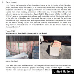 유엔 안보리 대북제재위원회 산하 전문가패널이 공개한 내산성 타일. 시리아로 향하던 내산성 타일은 북한 조선광업개발회사가 수출한 것으로 추정된다