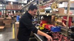 Excel Dryer vice president of marketing and key accounts, Bill Gagnon, works at the factory in East Longmeadow, Massachusetts, U.S., October 25, 2019. Picture taken October 25, 2019. REUTERS/Tim Aeppel - RC2YSD9BM5FK