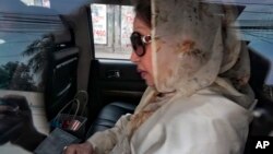 FILE - Bangladesh opposition leader and former Prime Minister Khaleda Zia arrives in the court for her verdict in Dhaka, Feb. 8, 2018.