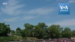 Des migrants traversent une rivière pour rejoindre le Mexique