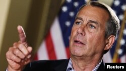 Ketua Dewan Perwakilan Rakyat (DPR) AS John Boehner membahas jurang fiskal dengan Presiden AS Barack Obama. (Foto: Dok)