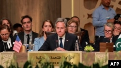 美国国务卿布林肯在约旦出席加沙紧急人道援助行动呼吁会议。(6月11日)