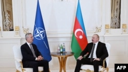 Azərbaycan Prezidenti İlham Əliyev Bakıda NATO-nun baş katibi Yens Stoltenberq ilə görüşüb, 17 mart, 2024.