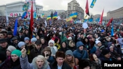 Anti-government protesters attend a rally at Independence Square in Kyiv Jan. 12, 2014.