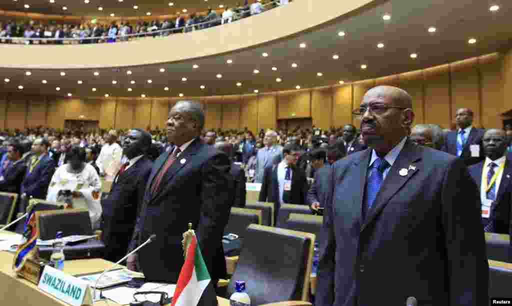 Sudan President Omar al-Bashir at the opening ceremony of the 22nd Ordinary Session of the African Union summit in Addis Ababa, Jan. 30, 2014.