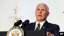 Vice President Mike Pence speaks during a luncheon in Indianapolis, Indiana, Aug. 11, 2017.