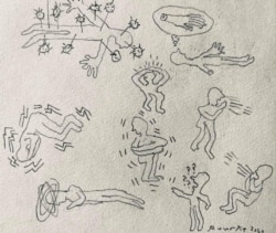 Nancy Rourke shared a series of drawings she did on social media to raise awareness about the dangers of COVID-19. The drawings depict all the symptoms she had when infected. (Courtesy photo)