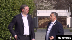 Predsednik Srbije Aleksandar Vučić i premijer Mađarske Viktor Orban, Foto: video grab