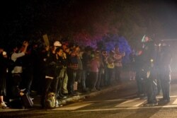 Demonstrators gathered at Floyd Light City Park, Aug. 6, 2020 in Portland, Ore.