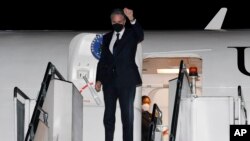 토니 블링컨 미국 국무장관이 14일 말레이시아 쿠알라룸푸르 수방공항에 도착했다.