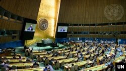 14일 미국 뉴욕 유엔본부에서 회원국 대표들이 인권이사회(HRC) 신규 이사국을 선출하고 있다.