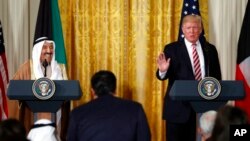 Donald Trump et le Cheikh Sabah Al Ahmad Al Sabah du Koweit lors d'une conference de presse, Washington, le 7 septembre 2017