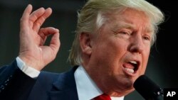 លោក Donald Trump ថ្លែង​ក្នុង​ពេល​ធ្វើ​យុទ្ធនាការ​ឃោសនា​បោះ​ឆ្នោត​កាល​ពី​ថ្ងៃទី​២៧ ខែ​តុលា នៅ​រដ្ឋ​ Ohio។