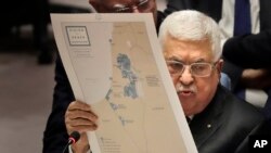 Palestinian President Mahmoud Abbas speaks during a Security Council meeting at United Nations headquarters, Feb. 11, 2020.