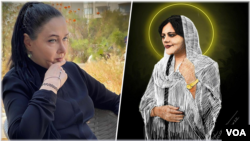 کتایون ریاحی و طرحی از چهره مهسا امینی