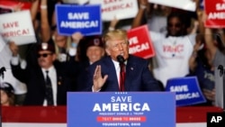 Former President Donald Trump speaks at a campaign rally in Youngstown, Ohio, Saturday, Sept. 17, 2022.