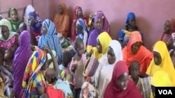 Women and children rescued from their Boko Haram captors are seen in Meri, Cameroon, April 9, 2021. (Moki Edwin Kindzeka/VOA)