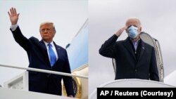 Foto kombinasi Presiden AS Donald Trump dan Presiden terpilih AS Joe Biden.