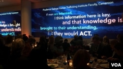 The Vital Voices recognized five men for their dedication to end violence against women, at the Voice of Solidarity award ceremony in New York City, on Monday 7, December 2015. (Soksreinith Ten/VOA)