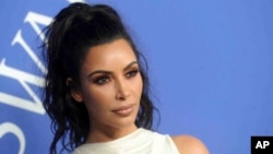 FILE - Kim Kardashian at the 2018 CFDA Fashion Awards at the Brooklyn Museum in Brooklyn, New York.