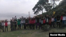  በምዕራብ አርሲ የተደረገውን ገቃውሞ የሚያሳይ፣ ከማኅበራዊ መገናኛ የተገኘ ፎቶ 