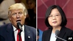 Presiden terpilih Amerika Donald Trump (kiri) dan Presiden Taiwan Tsai Ing-wen (kanan), melakukan pembicaraan melalui telepon, Jumat (2/12), yang diperkirakan akan dapat memicu kemarahan China.