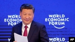 Presiden China Xi Jinping di Forum Ekonomi Sedunia di Davos, Swiss (17/1). 