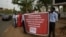 Members of the 'Bring Back Our Girls' group hold a rally in Abuja, Nigeria, April 11, 2017. (C.Oduah/VOA)
