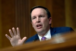 FILE - Democratic Senator Chris Murphy speaks during a hearing on Capitol Hill in Washington, July 25, 2018.