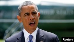 Barak Obama Oq uyda Iroq borasida bayonot bermoqda. 13-iyun, 2014-yil.