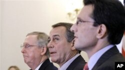 From left:, Senate Minority Leader Mitch McConnell, House Speaker John Boehner and House Majority Leader Eric Cantor on Capitol Hill (file photo)