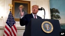 도널드 트럼프 미국 대통령이 9일 백악관 행사에서 발언하고 있다.