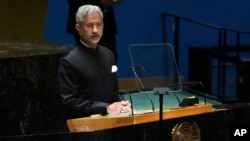 FILE - India's Foreign Minister Subrahmanyam Jaishankar addresses the 78th session of the United Nations General Assembly, Sept. 26, 2023. 