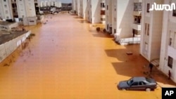 지중해성 폭풍 '다니엘'이 강타한 리비아 동부 마르지시가 11일 침수돼 있다. (동영상 캡쳐)