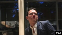 FILE - Jazz bassist Paul Sikivie is shown after a jazz performance at the Finnish Embassy in Washington in June 2019. (Natalie Liu/VOA)