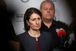 NSW Premier Gladys Berejiklian attends a news conference at Rural Fire Service Headquarters in Sydney, Jan.4, 2020.