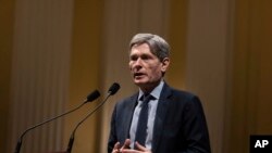 FILE - Rep. Tom Malinowski, D-N.J., speaks as members of Congress share recollections of the Jan. 6 2021, assault on the U.S. Capitol on the one-year anniversary of the attack, Jan. 6, 2022.