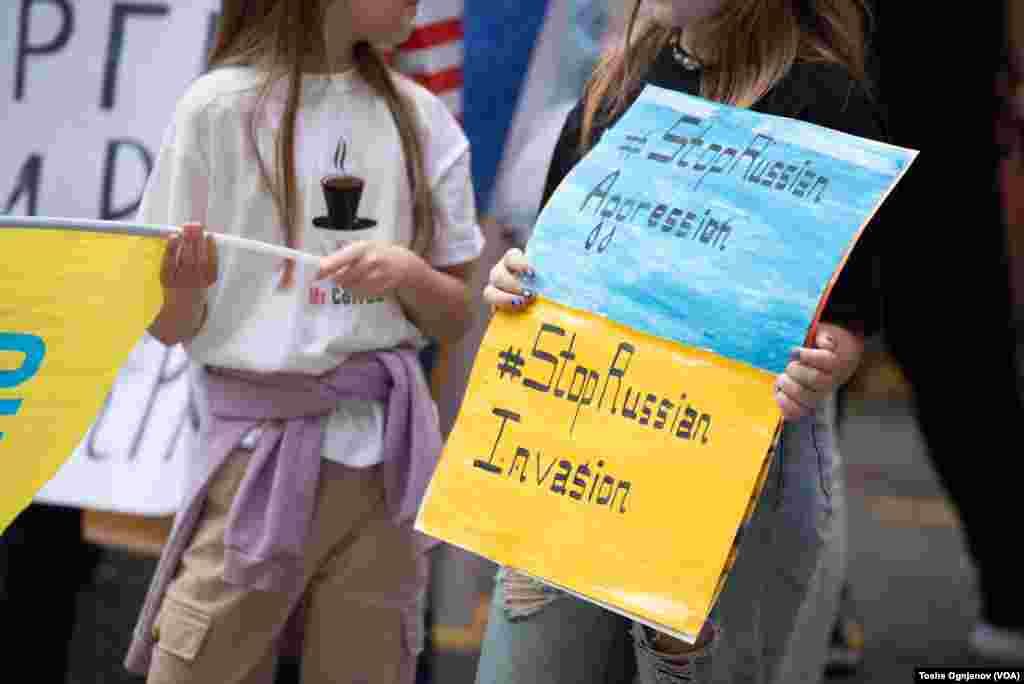 Protest of Ukrainians in Skopje, North Macedonia, against Russian invasion over Ukraine