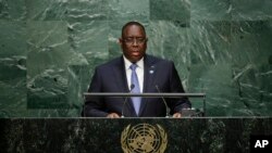 Le président Macky Sall parle lors de la 70e session des Nations Unies le 28 septembre 2015.