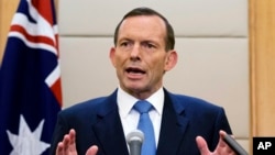 FILE - Australian Prime Minister Tony Abbott speaks during a press conference.
