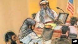 A courtroom sketch of terror suspects facing U.S. charges.