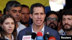 Presiden Sementara Venezuela, Juan Guaido, di Caracas, Venezuela, 10 Februari 2019. 