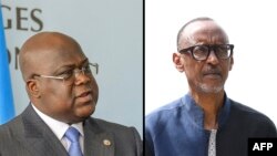 Le président de la RDC, Félix Tshisekedi (à g.) et son homologue du Rwanda, Paul Kagame.