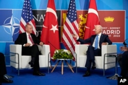 President Joe Biden meets with Turkey's President Recep Tayyip Erdogan during the NATO summit in Madrid, Spain, June 29, 2022.