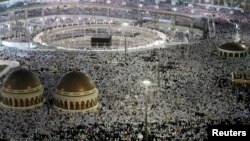 하지 기간 무슬림들이 메카에 모여 있다.