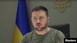 볼로디미르 젤렌스키 우크라이나 대통령이 수도 크이우(러시아명 키예프)에서 연설하고 있다. (자료사진)