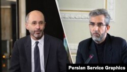 이란 핵 합의 복원을 위한 간접 협상에 나섰던 로버트 말리(사진 왼쪽) 미 이란 특사와 이란 측 수석 대표인 알리 바게리카니 외무부 차관. (자료사진)